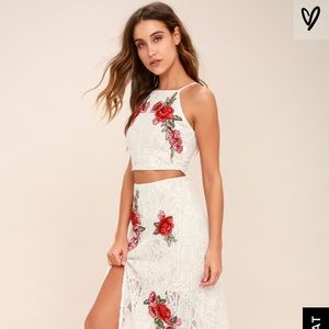 Lulus Take A Vow Ivory Embroidered Two Piece Maxi